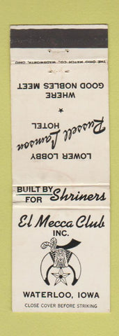 Matchbook Cover - El Mecca Club Shriners Waterloo IA WORN