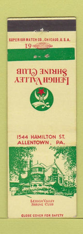 Matchbook Cover - Lehigh Valley Shrine Club Allentown PA