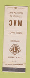 Matchbook Cover - Lions Club Election Governor Mac