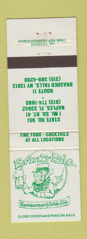 Matchbook Cover Erin's Isle Restaurant Irish Pub Brasher Falls NY Naples FL WEAR