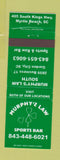 Matchbook Cover - Murphy's Law Irish Sports Bar Myrtle Beach SC