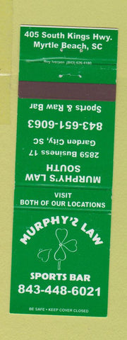Matchbook Cover - Murphy's Law Irish Sports Bar Myrtle Beach SC