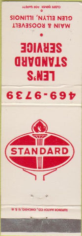 Matchbook Cover - Len's Standard oil gas Glen Ellyn IL