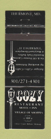 Matchbook Cover - Cozy Restaurant Thurmont MD WEAR