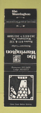Matchbook Cover - The Warrington Restaurant Lodge Warrington PA