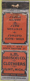 Matchbook Cover - AM Davison Clothes Flint MI POOR