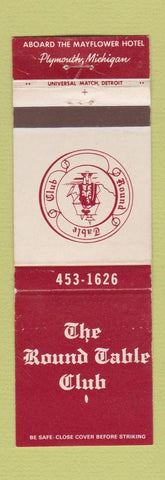 Matchbook Cover - Round Table Club Mayflower Hotel Plymouth MI