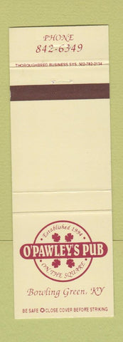 Matchbook Cover - O'Pawley's Pub Bowling Green KY