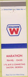 Matchbook Cover - Marathan oil gas Dalton GA