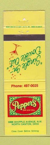 Matchbook Cover - Pepper's Bar Grill North Canton OH