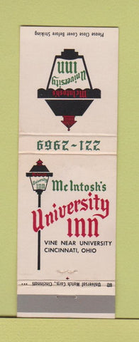 Matchbook Cover - McIntosh's University Inn Cincinnati OH