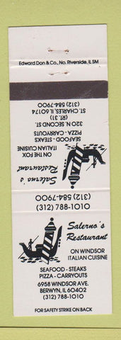 Matchbook Cover - Salerno's Restaurant Italian Pizza Berwyn IL