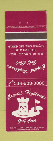 Matchbook Cover - Crystal Highlands Golf Club Crystal City MO WEAR