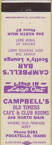Matchbook Cover - Campbell's Bar Scotty's Lounge Pocatello ID