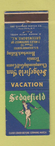 Matchbook Cover - Sedgefield Inn Tennis Golf Greensboro NC