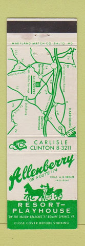 Matchbook Cover - Allenberry Resort Playhouse Boiling Springs PA