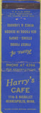 Matchbook Cover - Harry's Cafe Minneapolis MN
