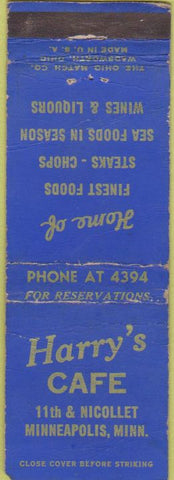 Matchbook Cover - Harry's Cafe Minneapolis MN