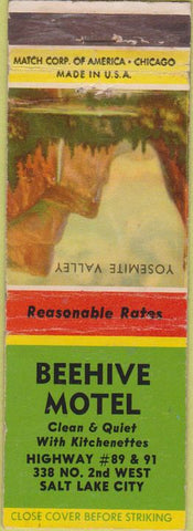 Matchbook Cover - Beehive Motel Salt Lake City UT