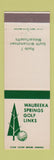 Matchbook Cover - Waubeeka Springs Golf South Williamstown MA