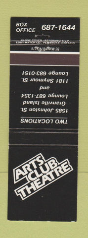 Matchbook Cover - Arts Club Theatre Granville Island Vancouver BC