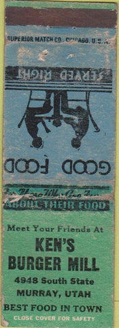 Matchbook Cover - Ken's Burger Mill Murray UT POOR