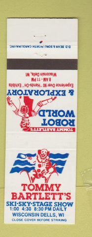 Matchbook Cover - Tommy Bartlett's Ski Stage Show Robot Wisconsin Dells WI #1