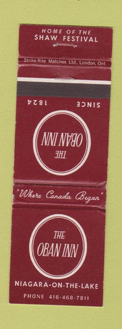 Matchbook Cover - The Oban Inn Niagara on the Lake ON Shaw Festival