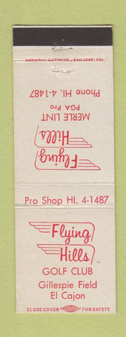 Matchbook Cover - Flying Hills Golf Club El Cajon CA Merle Lint PGA Pro