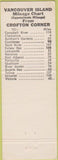 Matchbook Cover - Westholme Gulf oil gas Vancouver Island BC