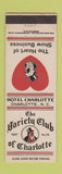 Matchbook Cover - Variety Club of Charlotte NC  Hotel Charlotte