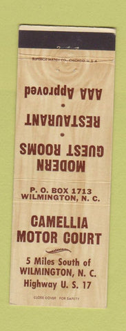 Matchbook Cover - Camellia Motor Court Motel Wilmington NC