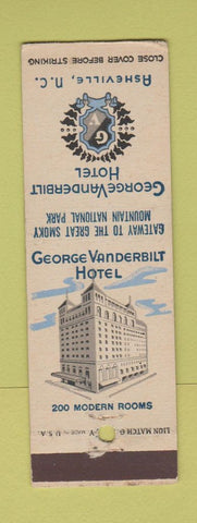 Matchbook Cover - George Vanderbilt Hotel Asheville NC