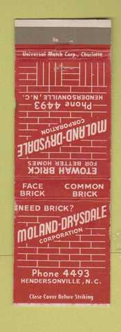 Matchbook Cover - Moland Drysdale Brick Hendersonville NC low phone #