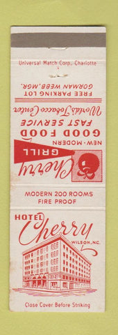 Matchbook Cover - Hotel Cherry Wilson NC