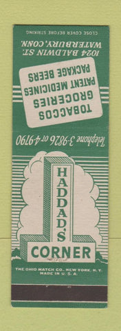 Matchbook Cover - Hadda's Corner Tobacco Grocery Waterbury CT