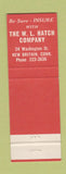 Matchbook Cover - WL Hatch Company Insurance New Britain CT
