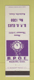 Matchbook Cover - Elks Club Rockville CT #2 WHITE AND PURPLE