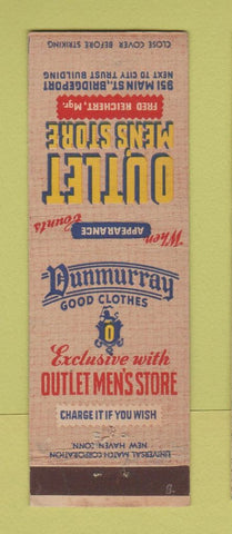 Matchbook Cover - Dunmurray Men's Clothes Bridgeport CT