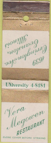 Matchbook Cover - Vera Megowen Restaurant Evanston IL
