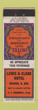Matchbook Cover - Lewis and Clark Hotel Mandan ND