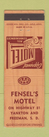 Matchbook Cover - Fensel's Motel Freeman SD