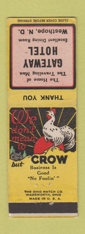 Matchbook Cover - Gateway Hotel Westhope ND low phone # WEAR
