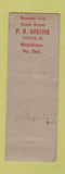Matchbook Cover - Gateway Hotel Westhope ND low phone # WEAR