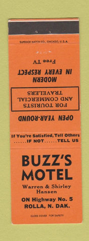 Matchbook Cover - Buzz's Motel Rolla ND
