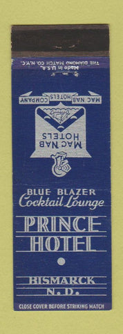 Matchbook Cover - Prince Hotel Bismarck ND WEAR