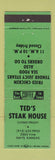 Matchbook Cover - Ted's Steak House Hays KS
