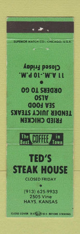 Matchbook Cover - Ted's Steak House Hays KS