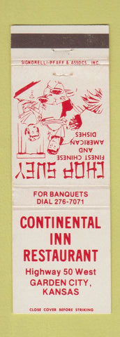 Matchbook Cover - Continental Inn Restaurant Garden City KS Chinese