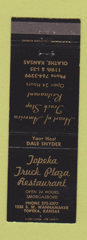 Matchbook Cover - Topeka Truck Plaza Restaurant Topeka KS Olathe